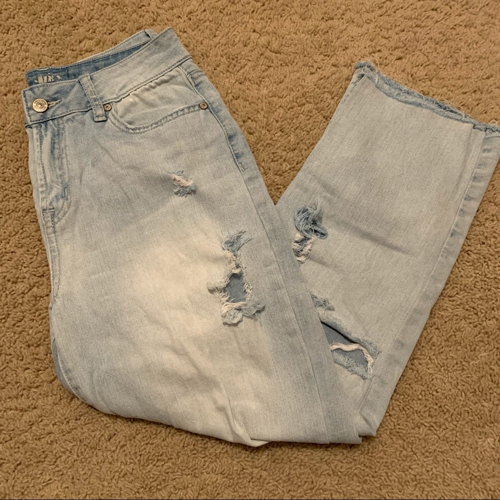 Rewash Cropped Distressed Light Wash Jeans